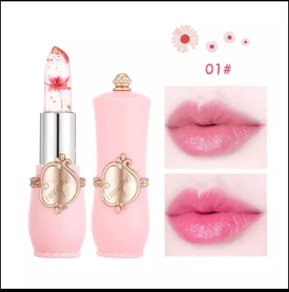 Crystal Flower Lip Balm ,Color Changing Waterproof